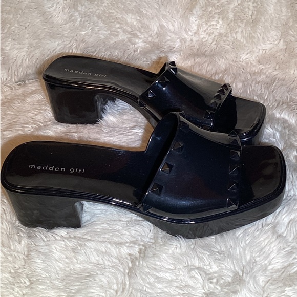 Madden Girl Black Studded Slide Sandals - Picture 5 of 7